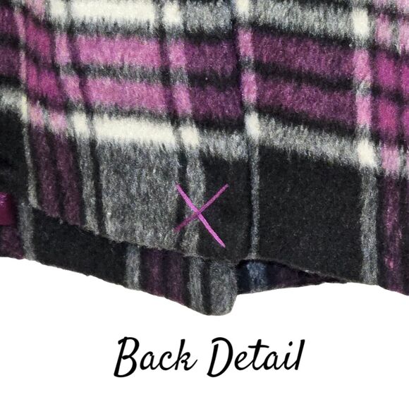 Tribal Plaid Wool Blend Pea Coat Sz 6 Purple Womens Button Up & Satin Lining New - Picture 13 of 15